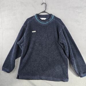 Vintage Columbia Fleece Sweater Mens Large Navy Blue Made In USA Sherpa